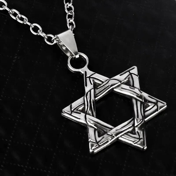 Unbranded Other - UNISEX LARGE STAR OF DAVID SILVER PENDANT WITH 21.5" SILVER Chain - W Gift Bag